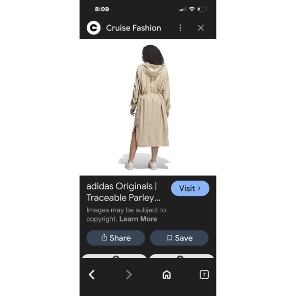 Adidas Parley Windbreaker Dress Beige Drawstring Hooded Athleisure Womens M - Picture 12 of 14